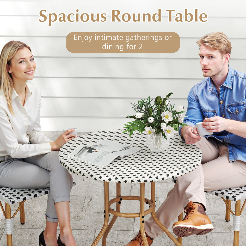 27.5" PE Rattan Bistro Table - White