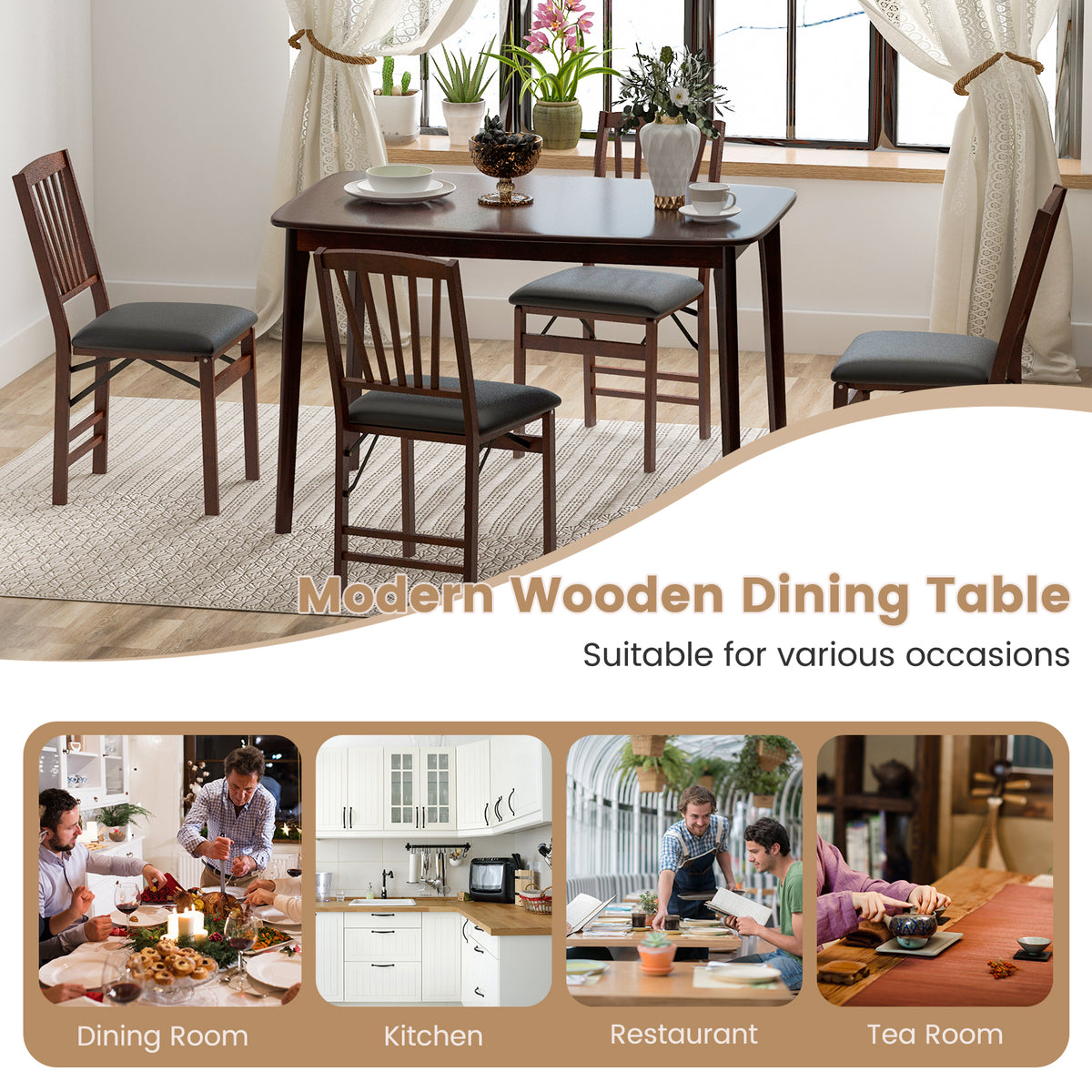 48 Inch Solid Wood Dining Table, Espresso