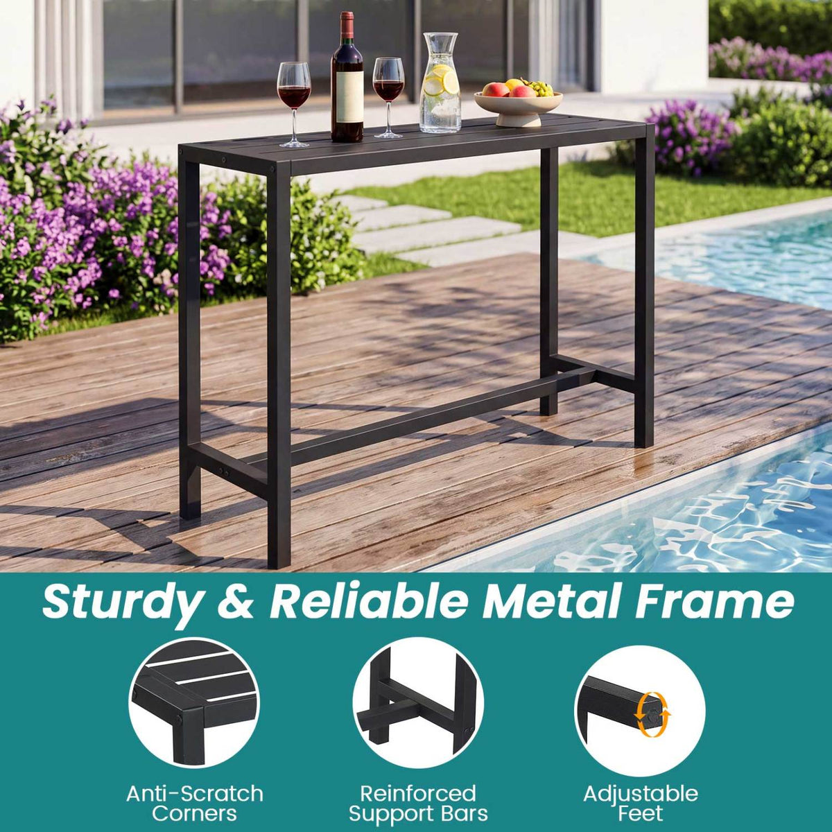 Outdoor Bar Table 48/55 Inch Waterproof Top - M