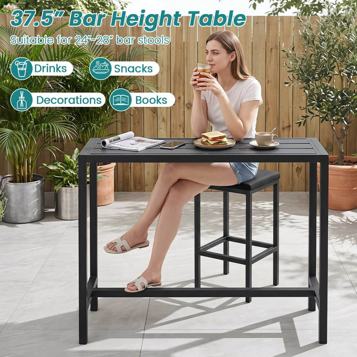 Outdoor Bar Table 48/55 Inch Waterproof Top - M