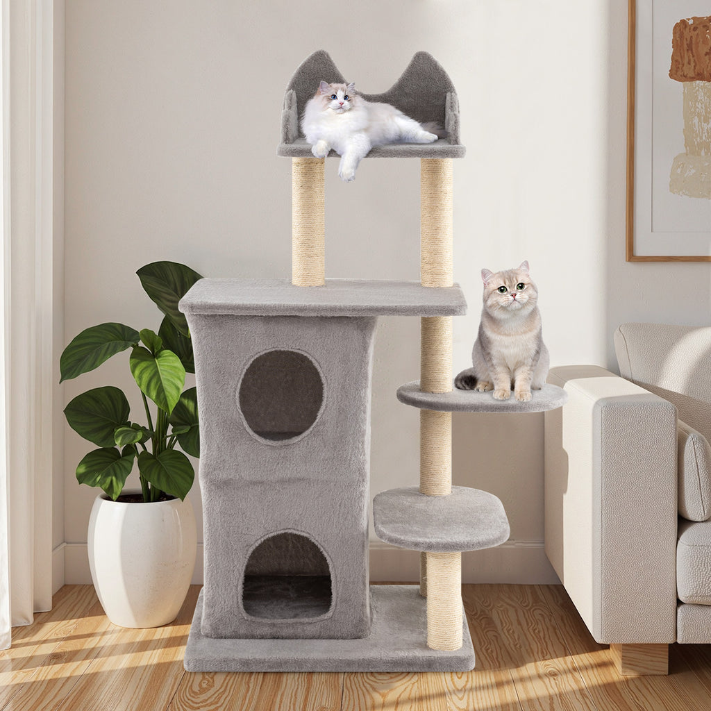 48.5 Inch Cat Tree with 2 Condos & 3 Hideaways - Gray Variation