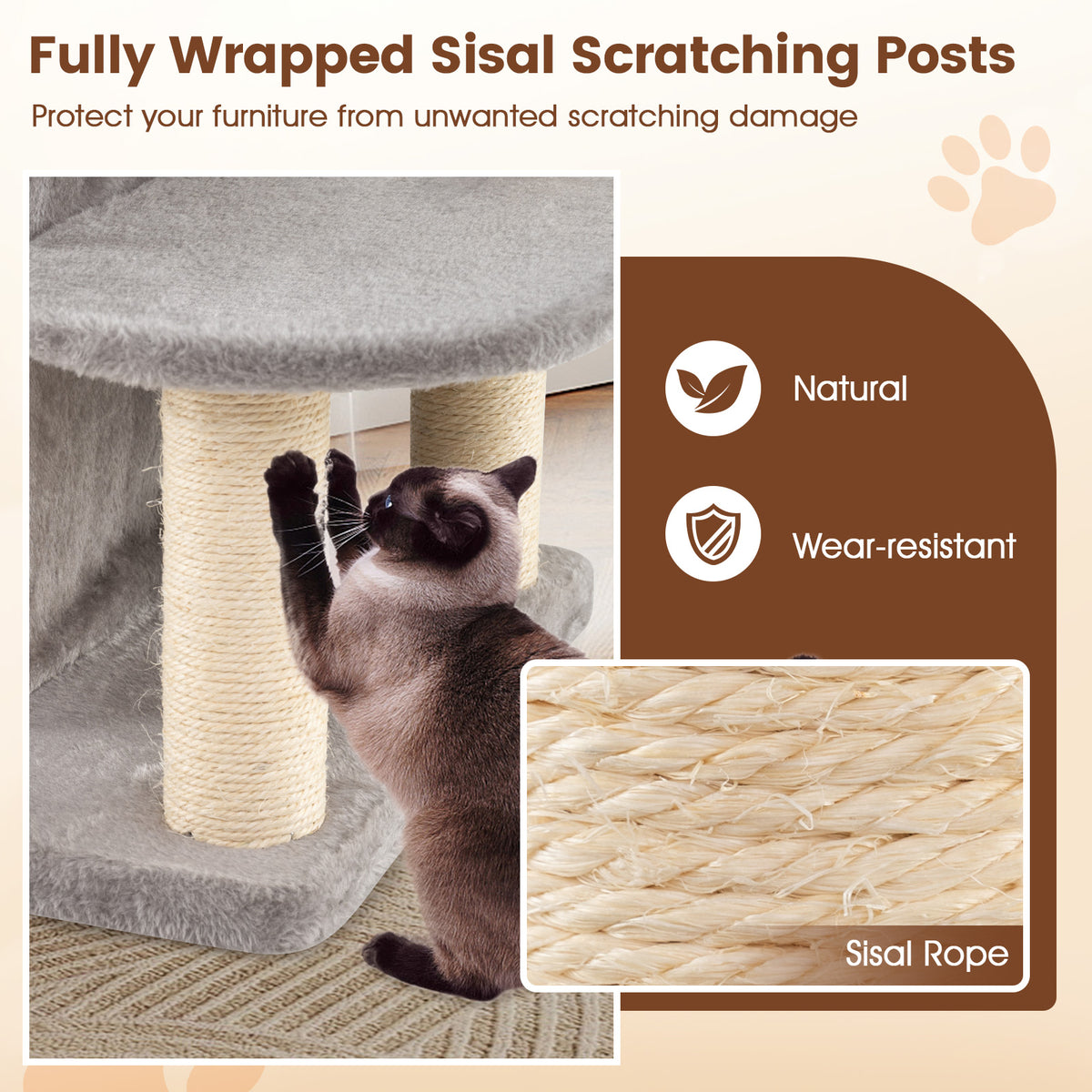 48.5 Inch Cat Tree with 2 Condos & 3 Hideaways - Gray Variation