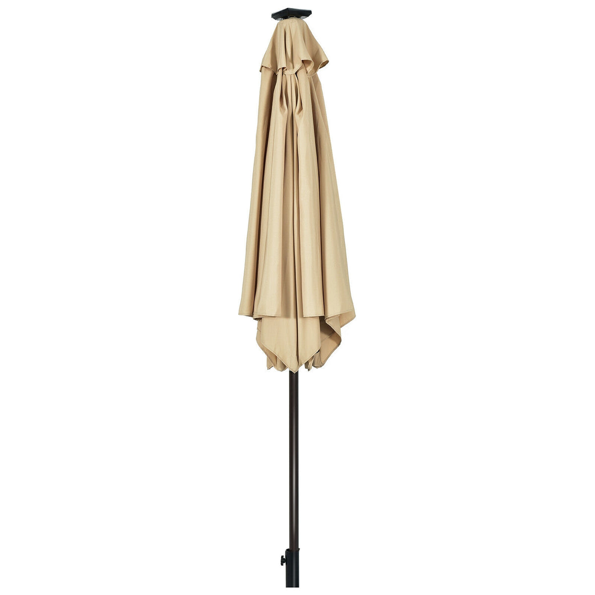 9 x 8 Feet Solar LED Market Umbrella with Tilt & Crank - 18 Lights, Beige