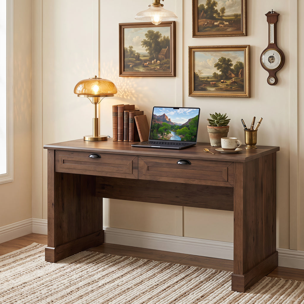 48" Farmhouse Desk with 2 Drawers - Brown