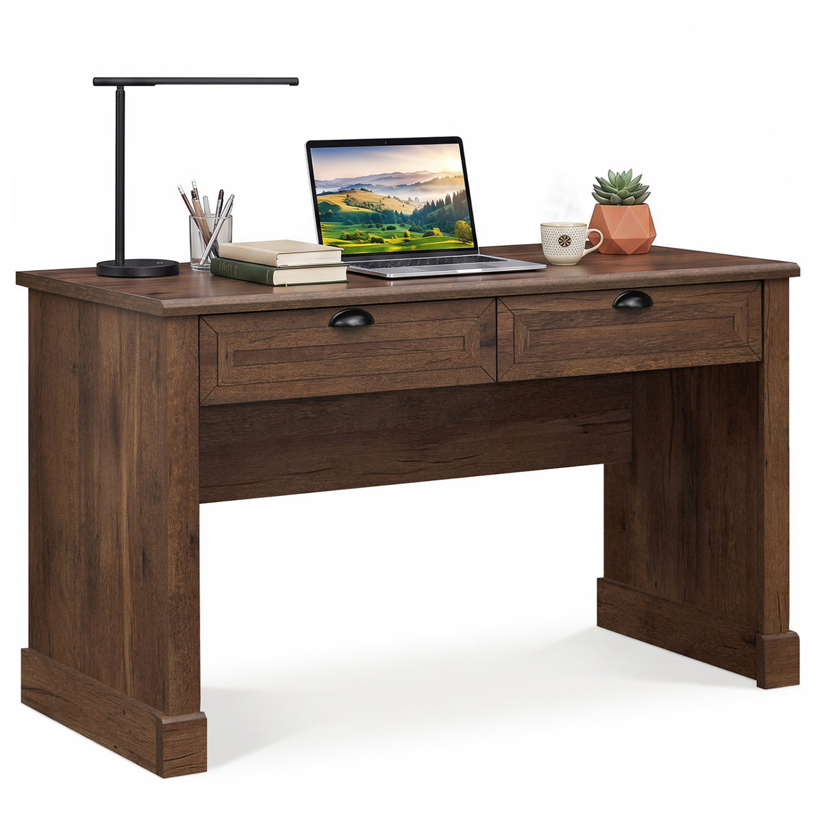 48" Farmhouse Desk with 2 Drawers - Brown