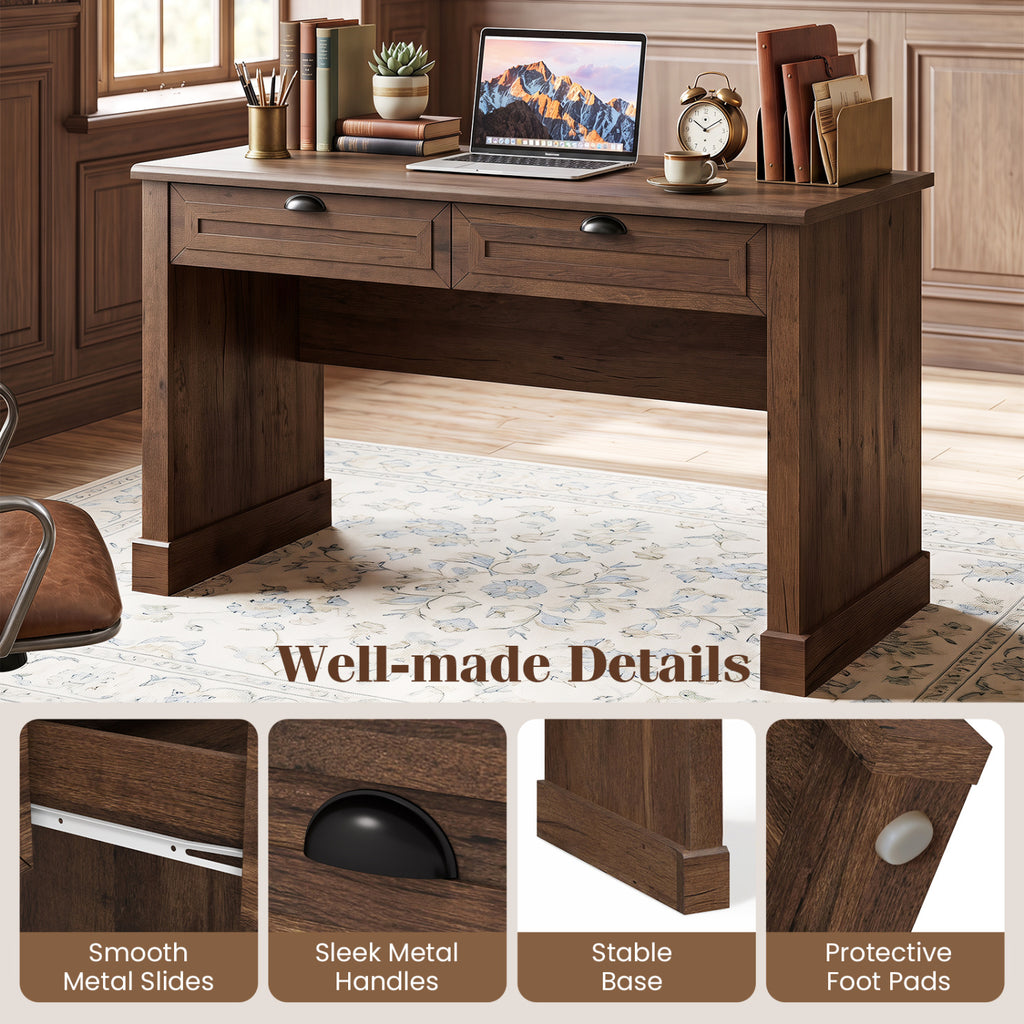 48" Farmhouse Desk with 2 Drawers - Brown