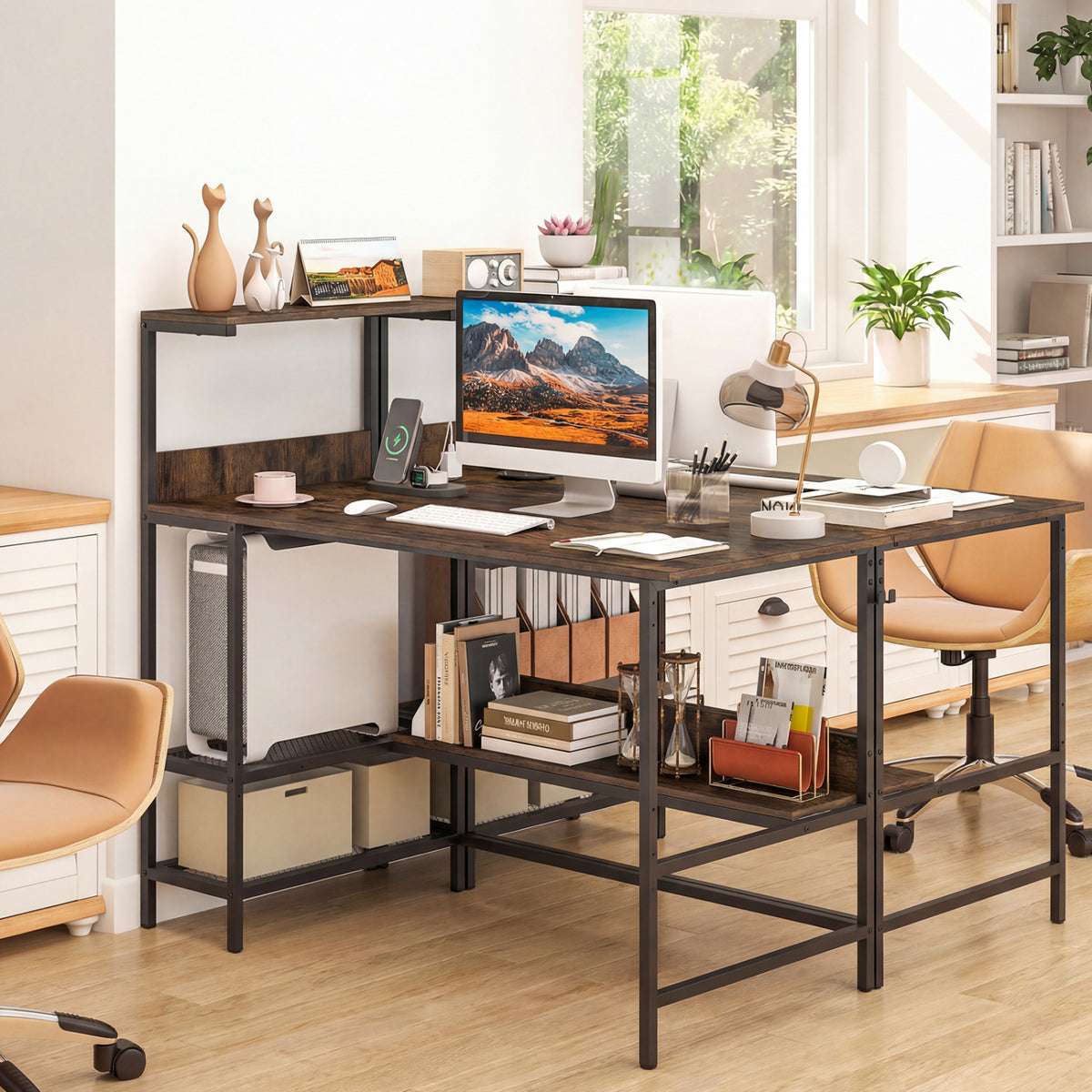 48 Inch Computer Desk with Power Outlets & Storage - White