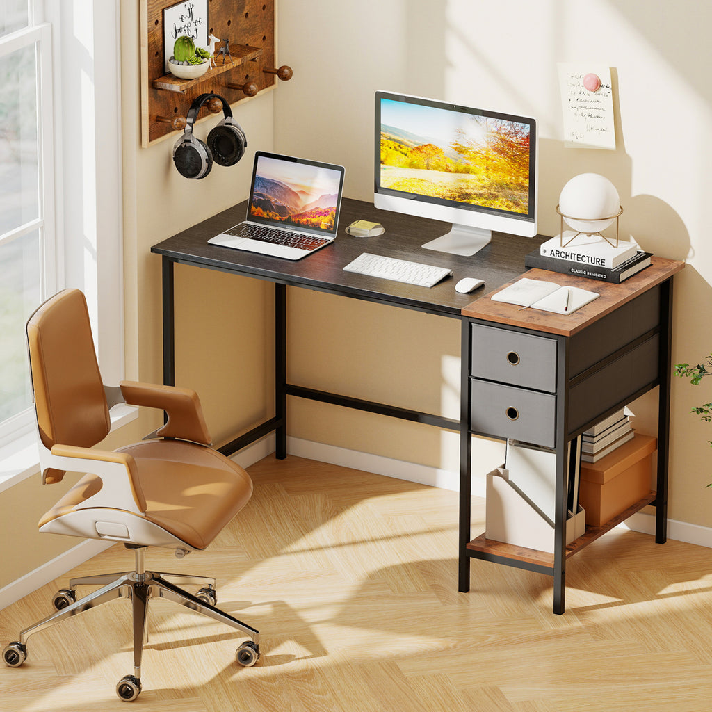 48 Inch Computer Desk with Storage Drawers - Black