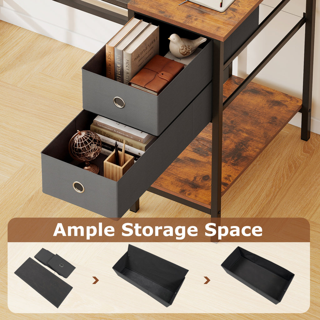 48 Inch Computer Desk with Storage Drawers - Black