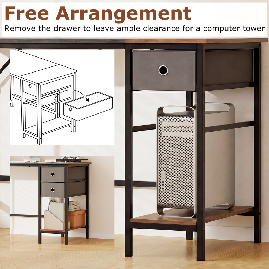 48 Inch Computer Desk with Storage Drawers - Black