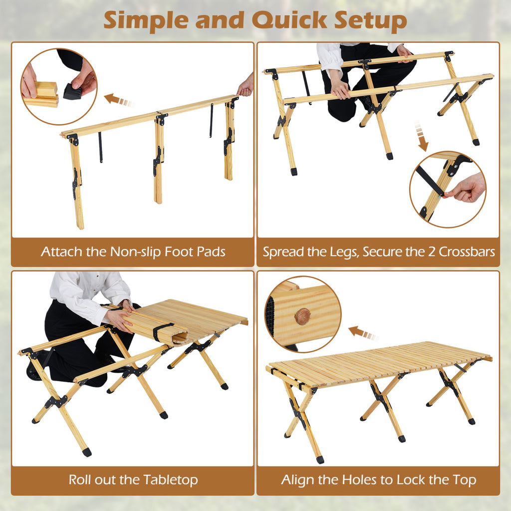 48 Inch Folding Camping Table with Carry Bag for Backyard