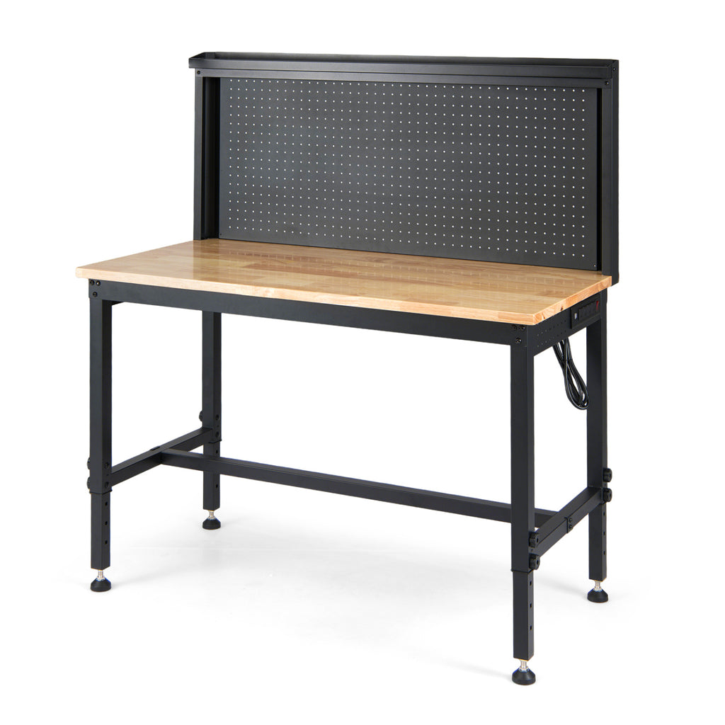 48 Inch Heavy Duty Workbench with AC/USB Outlets and Pegboard