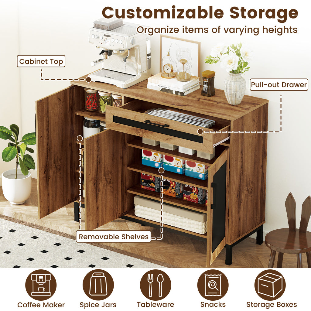 48 Inch Sideboard Buffet Cabinet with 3 Doors – Natural