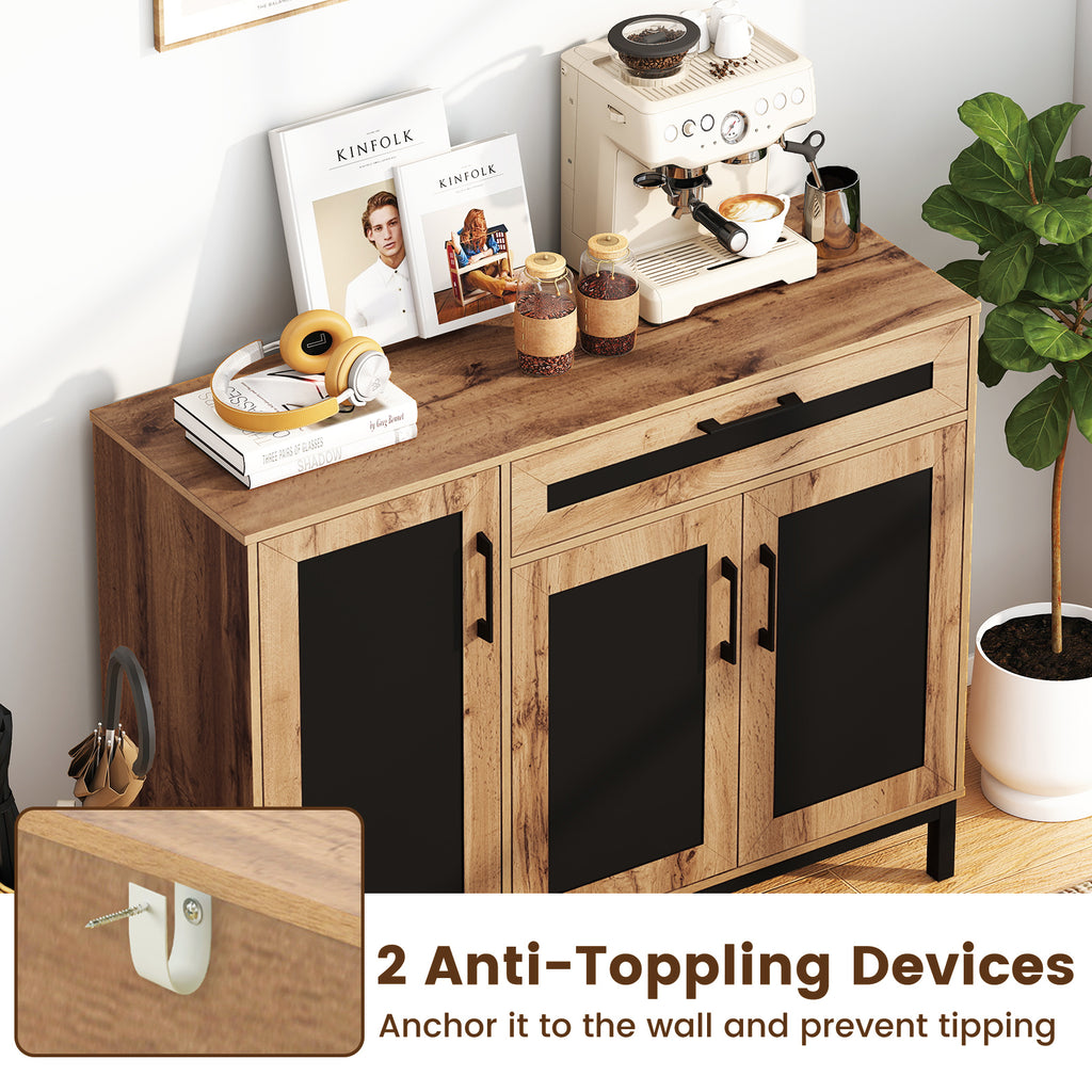 48 Inch Sideboard Buffet Cabinet with 3 Doors – Natural