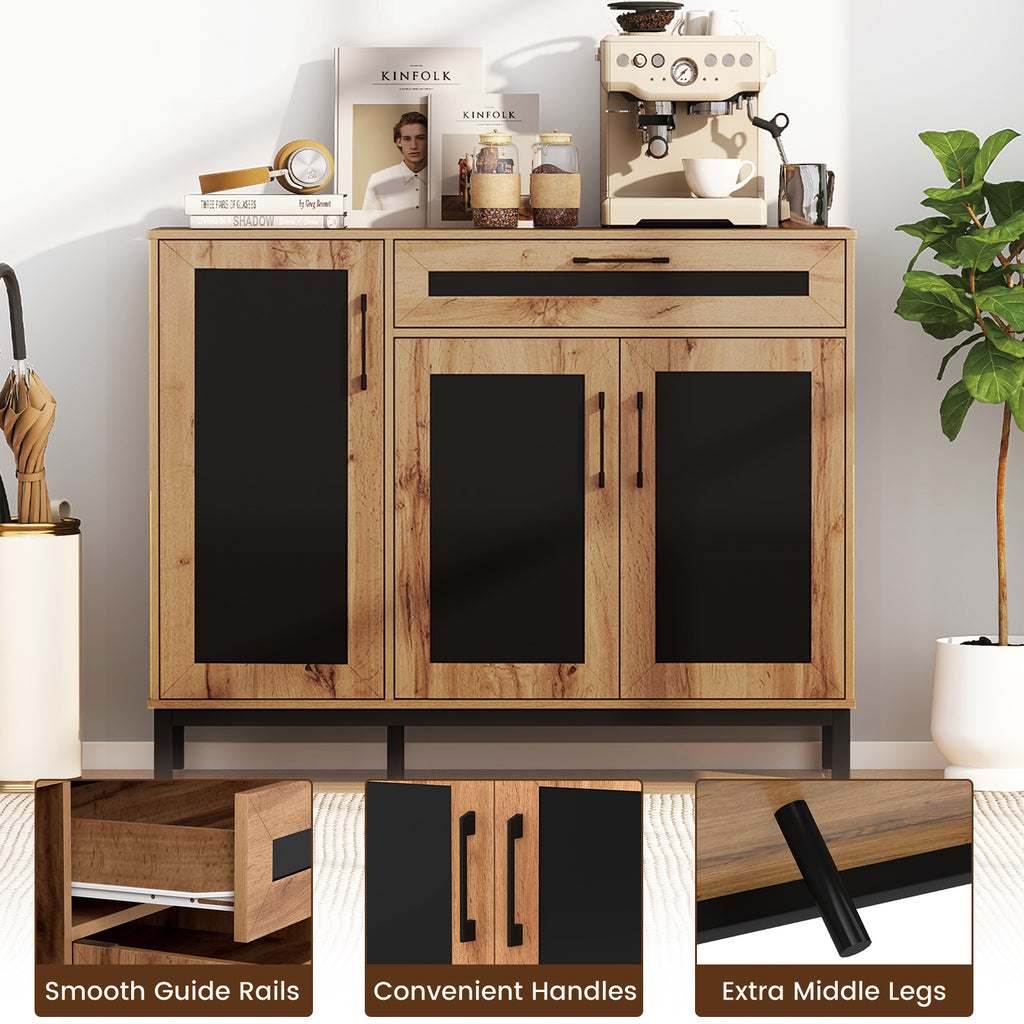 48 Inch Sideboard Buffet Cabinet with 3 Doors – Natural