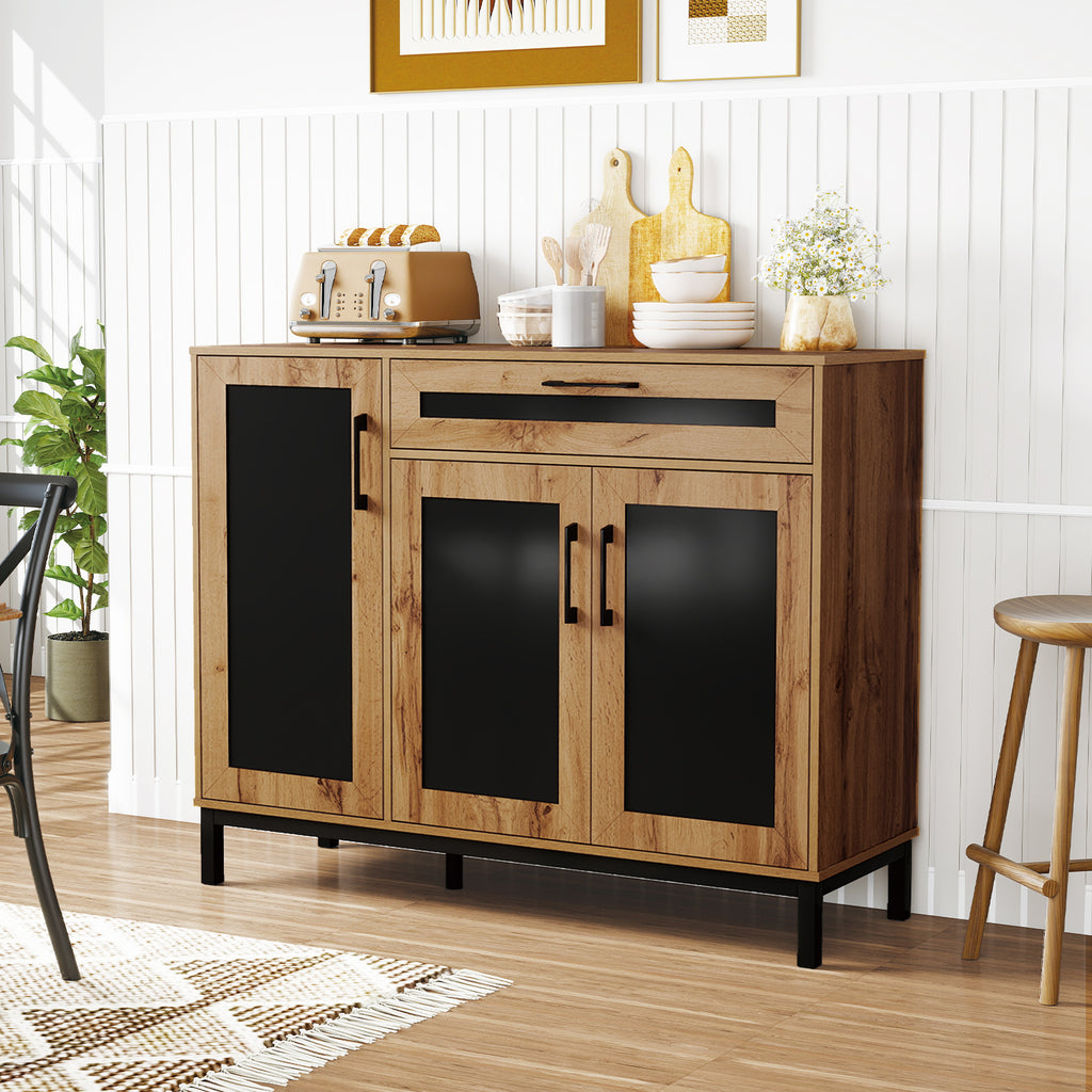 48 Inch Sideboard Buffet Cabinet with 3 Doors – Natural