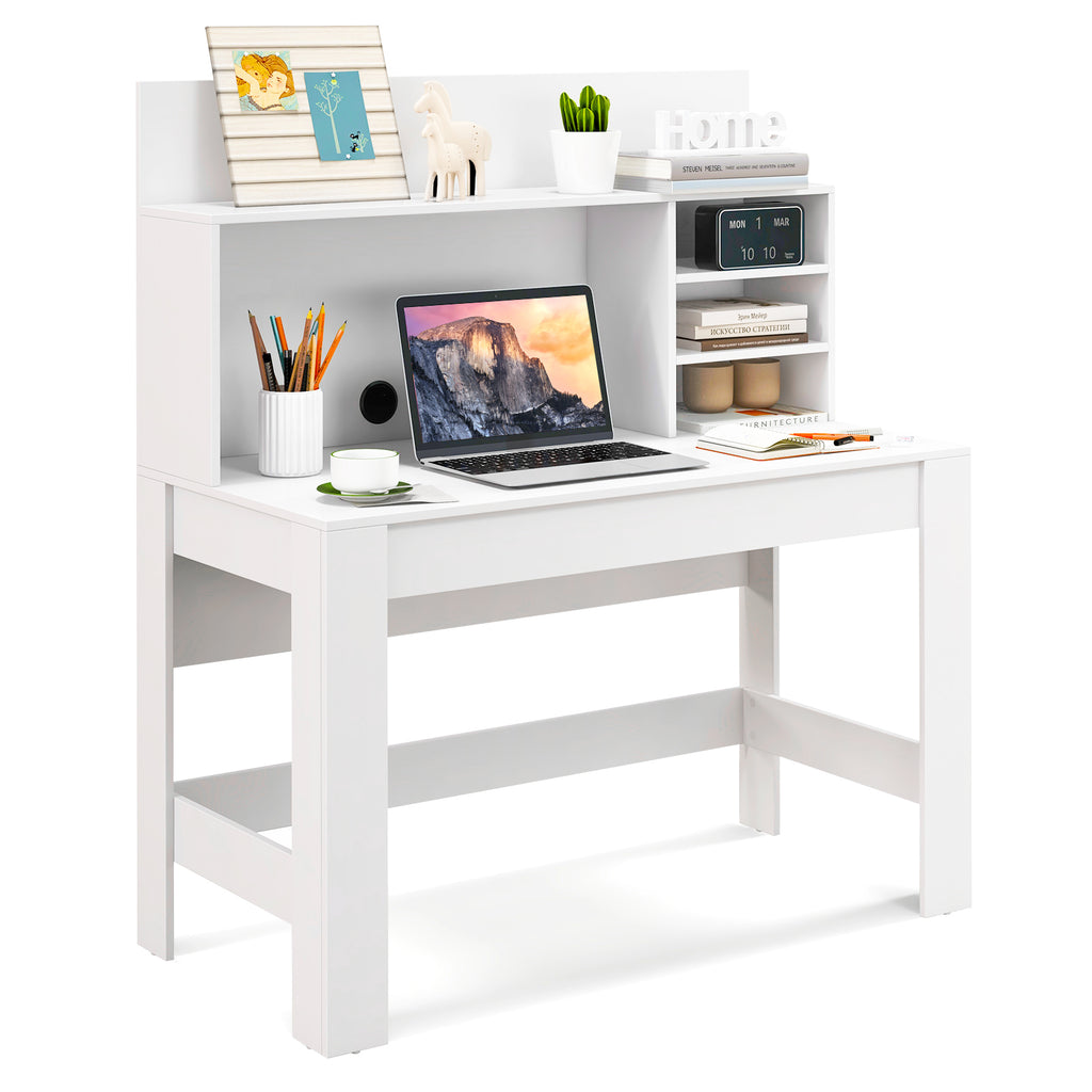 48 Inch Writing Computer Desk with Cable Management – White