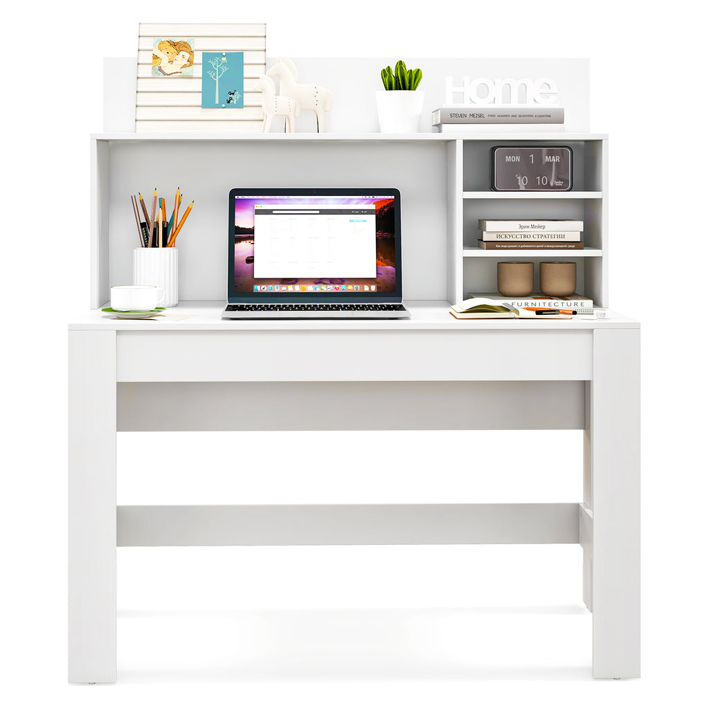 48 Inch Writing Computer Desk with Cable Management – White