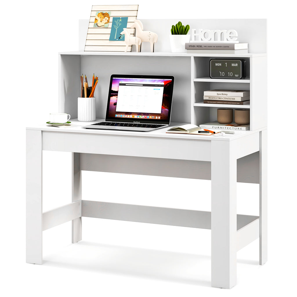 48 Inch Writing Computer Desk with Cable Management – White