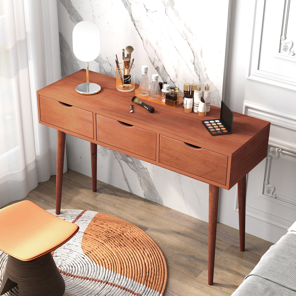 48 Inch Writing Desk with 3 Drawers - Walnut