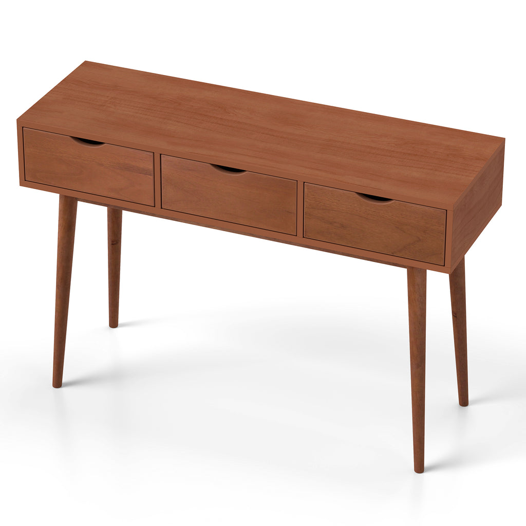 48 Inch Writing Desk with 3 Drawers - Walnut