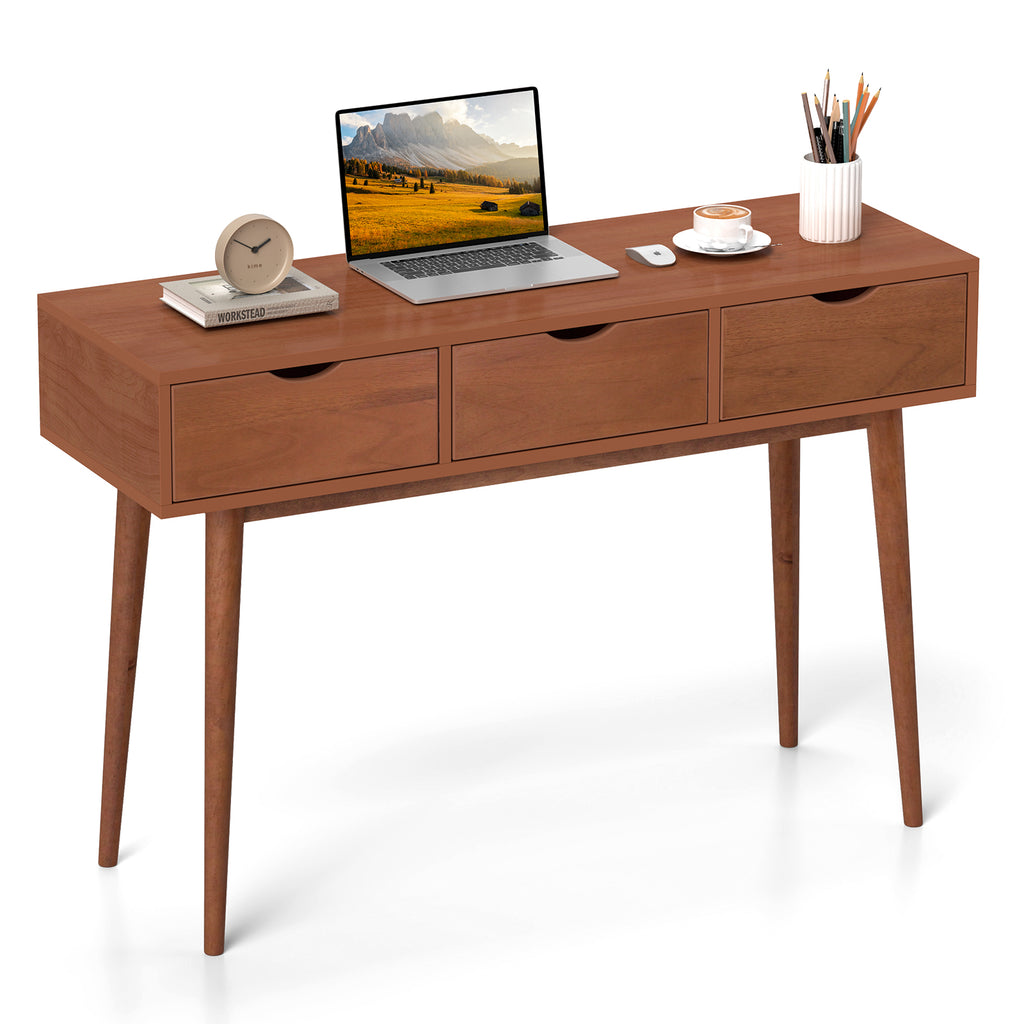 48 Inch Writing Desk with 3 Drawers - Walnut