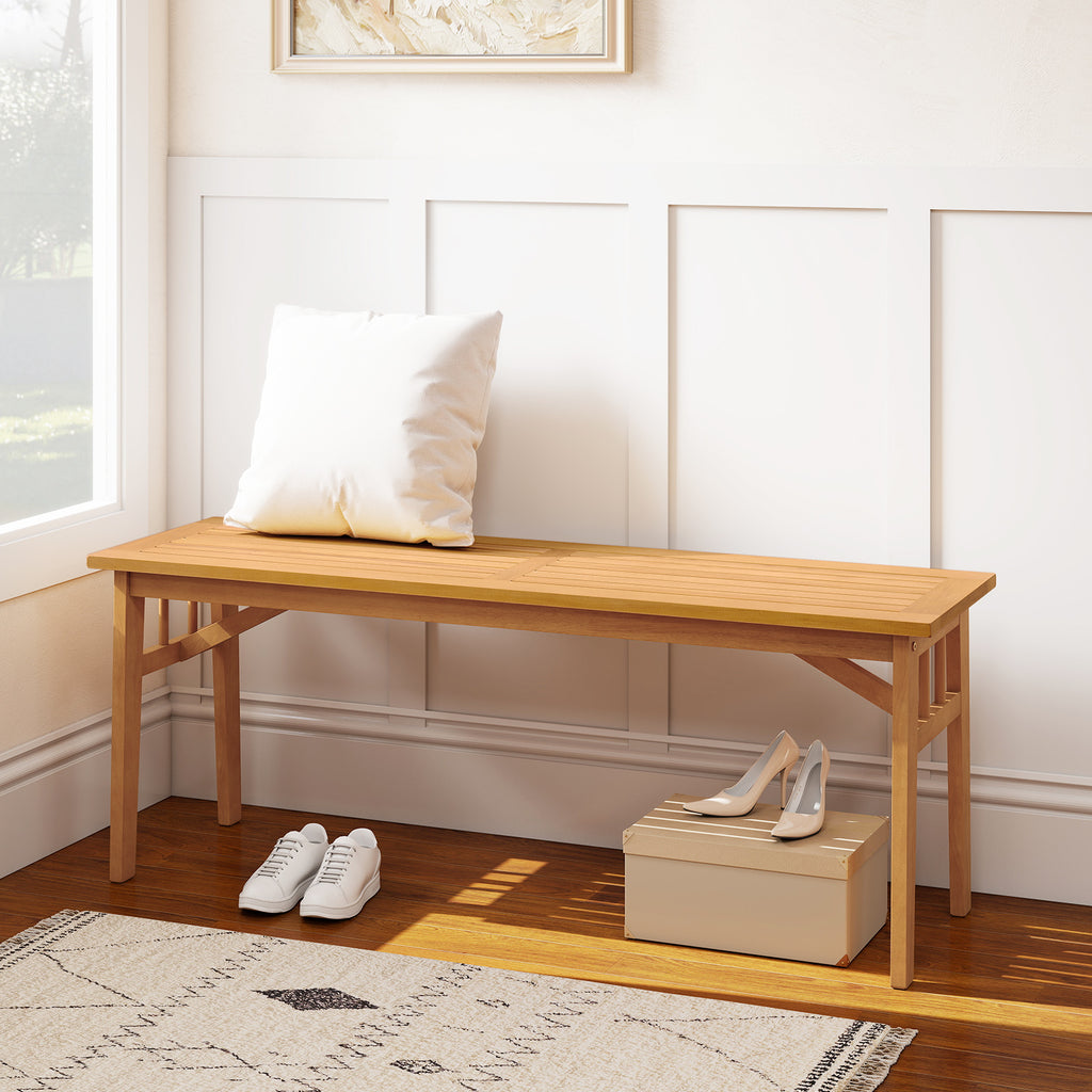 48 Inch Acacia Wood Bench - Dining Garden Backyard Seat