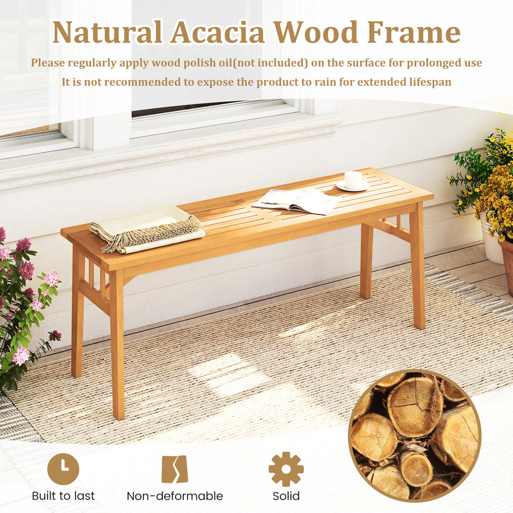 48 Inch Acacia Wood Bench - Dining Garden Backyard Seat