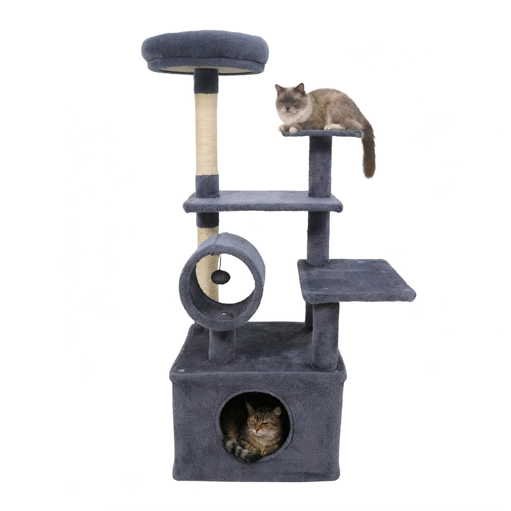 48-Inch Tall Multi-Level Cat Tree with Large Condo & Perches - Gray Variation