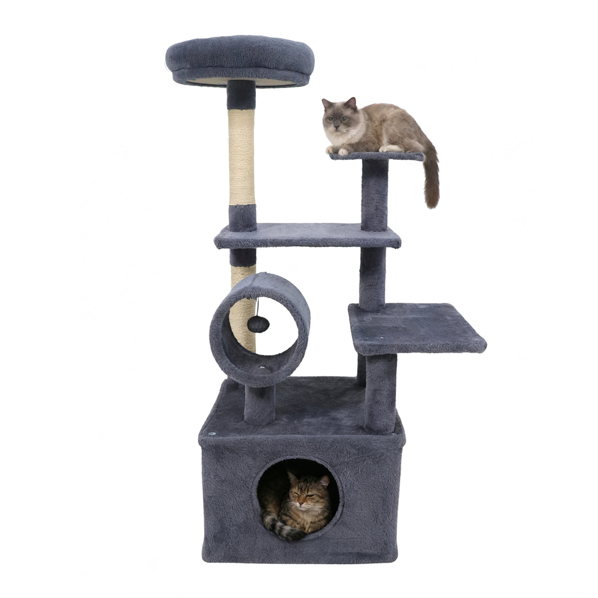 48-Inch Tall Multi-Level Cat Tree with Large Condo & Perches - Gray Variation