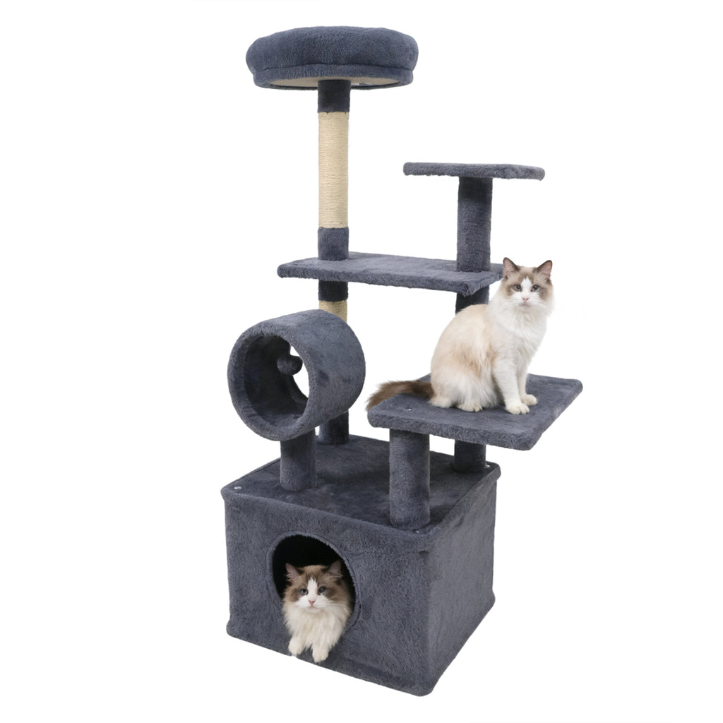 48-Inch Tall Multi-Level Cat Tree with Large Condo & Perches - Gray Variation