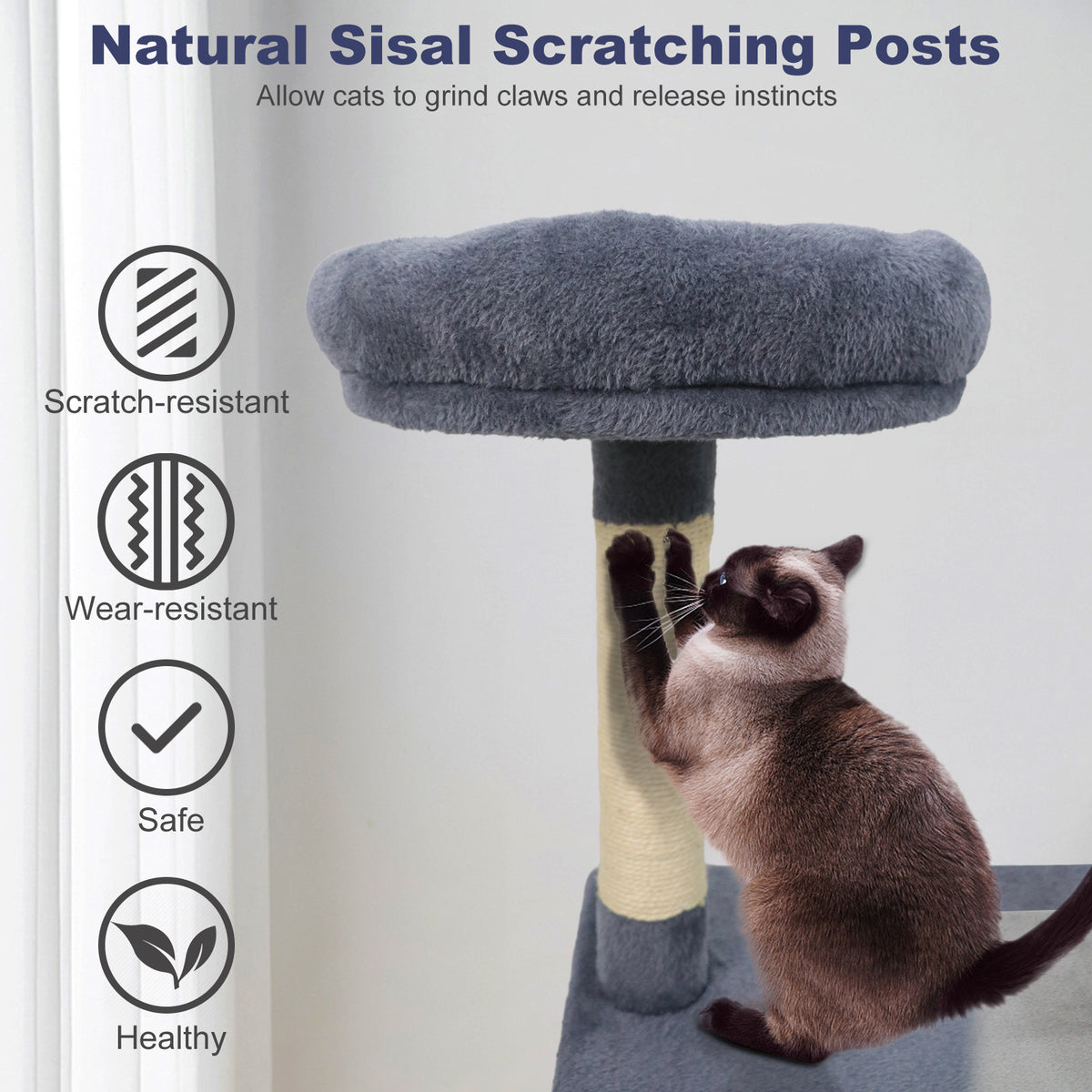 48-Inch Tall Multi-Level Cat Tree with Large Condo & Perches - Gray Variation