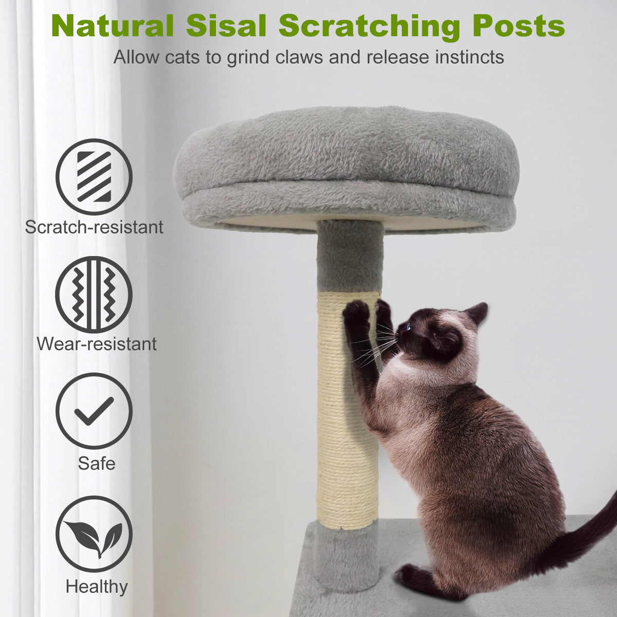 48 Inch Tall Cat Tree with Multi-Level Condo & Perches - Light Gray Variation