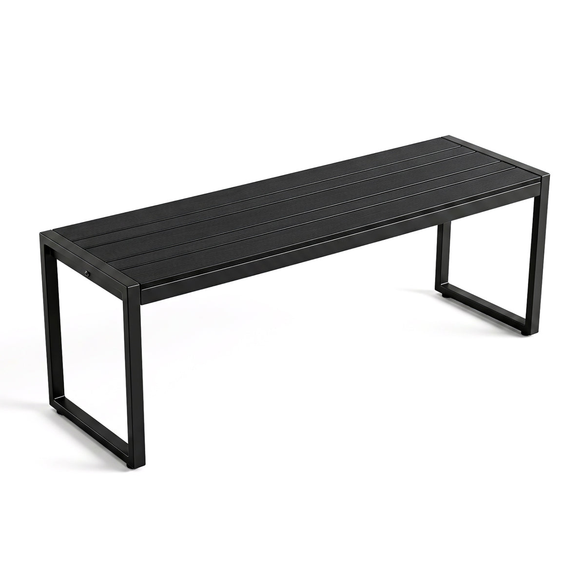 48" Outdoor Bench with Wood-Plastic Composite and Metal Frame Slatted