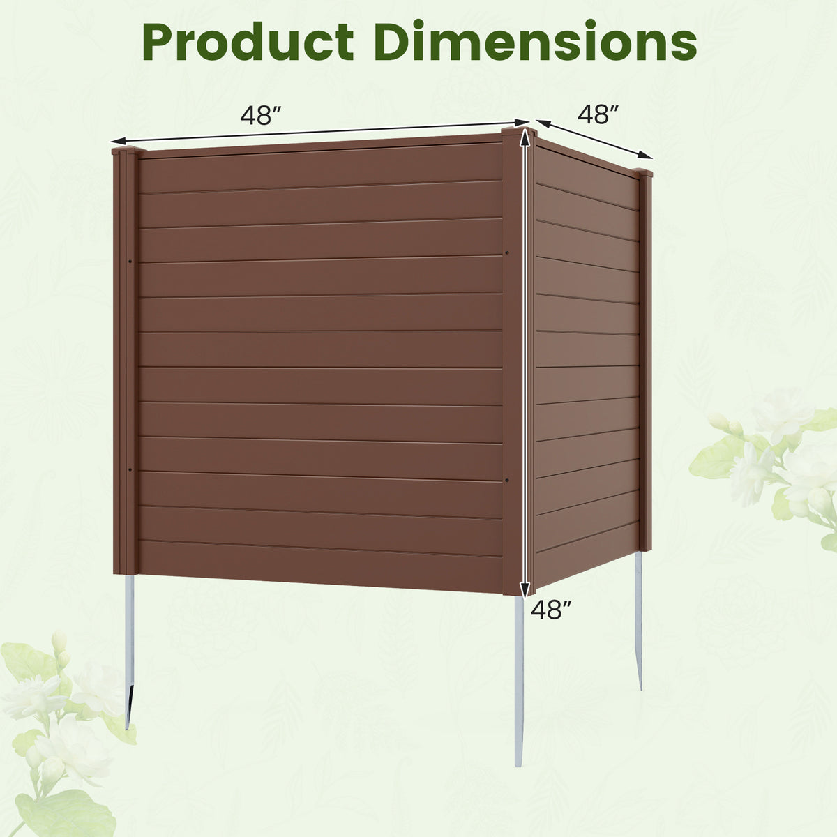 2-Panel 48x48 Inch Air Conditioner Fence with Metal Ground Stakes - Brown