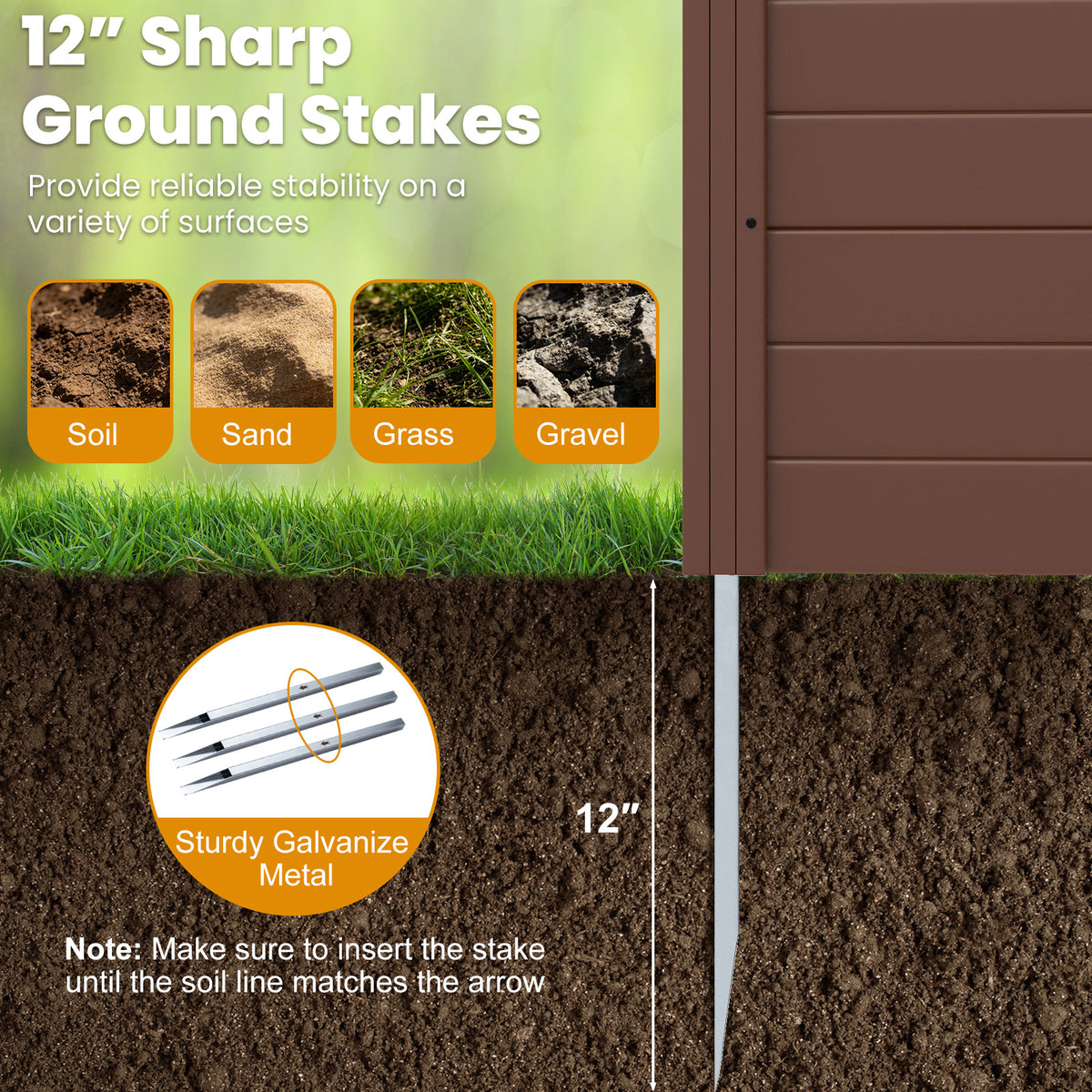 2-Panel 48x48 Inch Air Conditioner Fence with Metal Ground Stakes - Brown