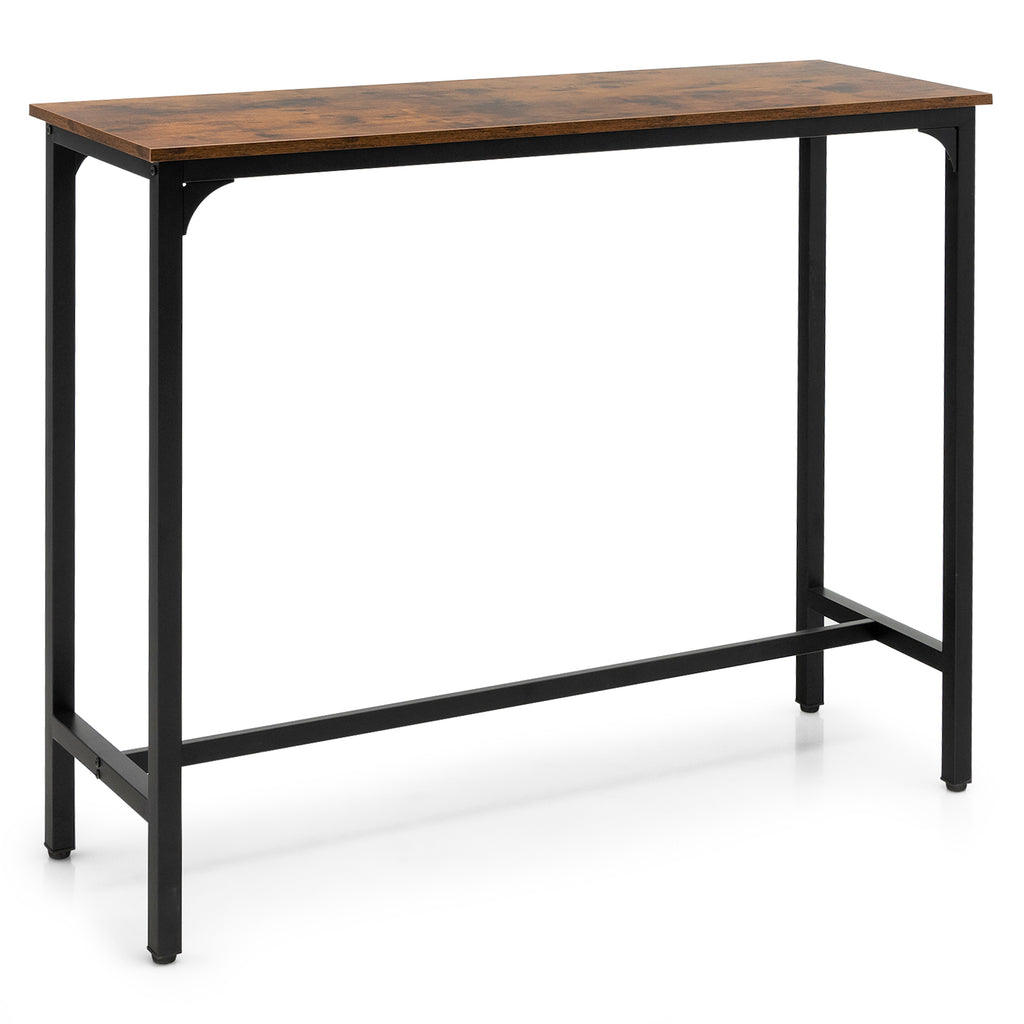 48-Inch Industrial Pub Dining Table with Steel Frame – Rustic Brown
