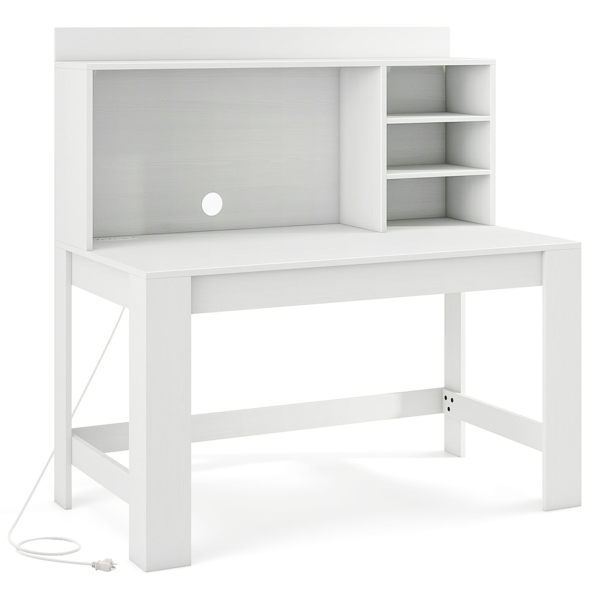 48 Inch Writing Computer Desk with Cable Management – White