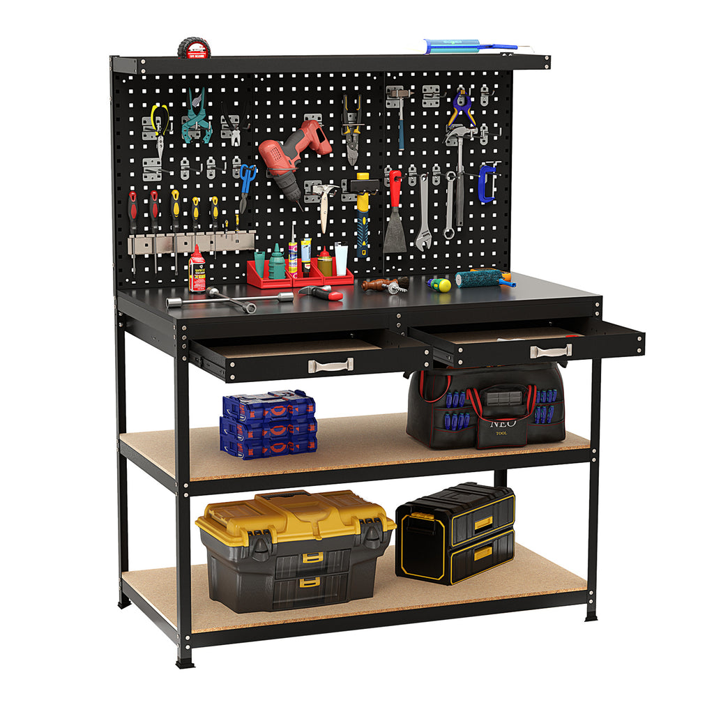 48 x 24 Inch Workbench Work Table with 3 PCs Pegboard Drawer and