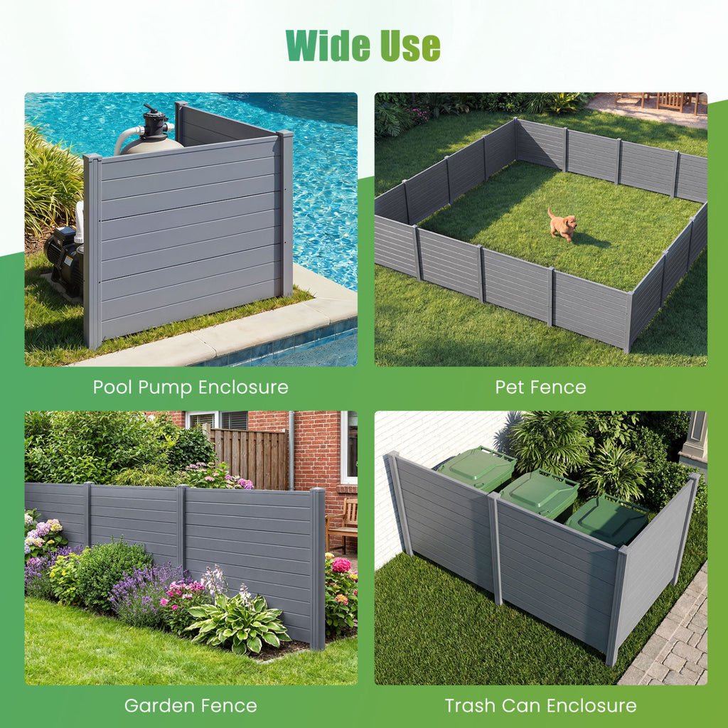 Gray Outdoor PVC Air Conditioner Fence with 20-Inch Stakes, Privacy Screen Panel - Weatherproof & Easy to Install