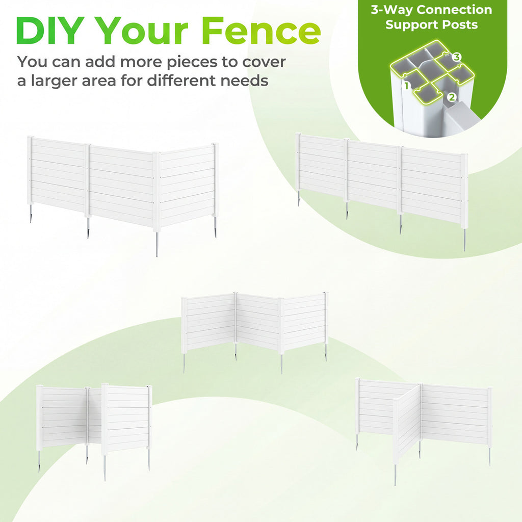 3-Panel 48x38 Inch Air Conditioner Fence with Metal Stakes - White, Costway
