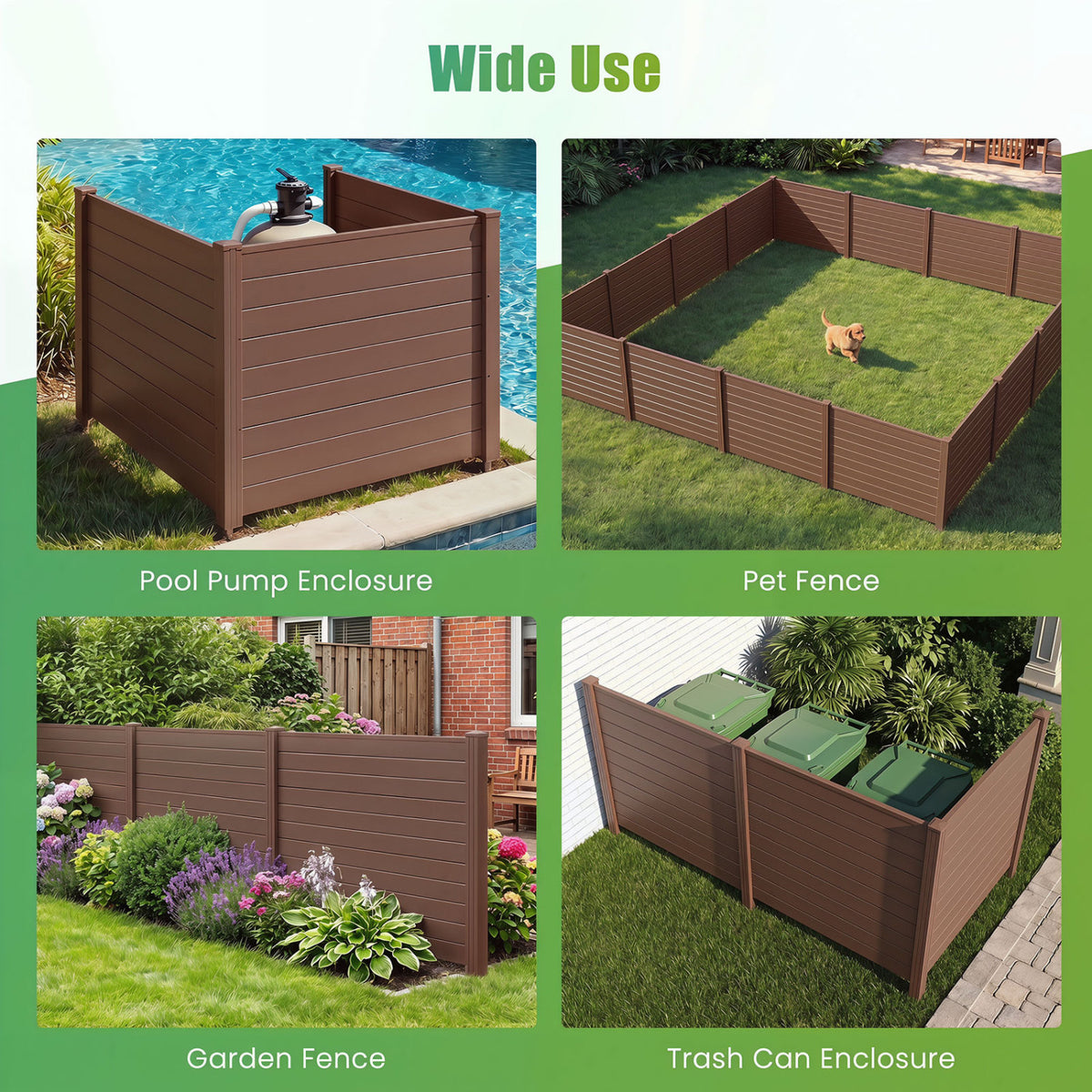 Outdoor Privacy Fence 2 Panels - 48 x 38 Inches Brown, Air Conditioner Fence
