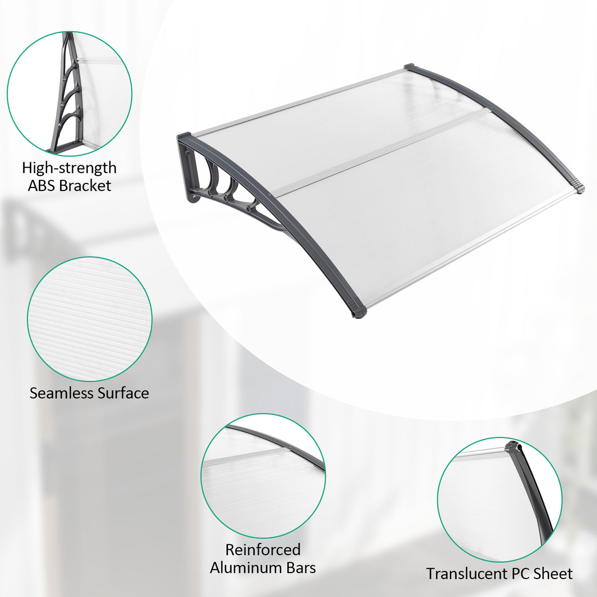 48 x 40 Inch Outdoor Front Door Window Awning Canopy Exterior
