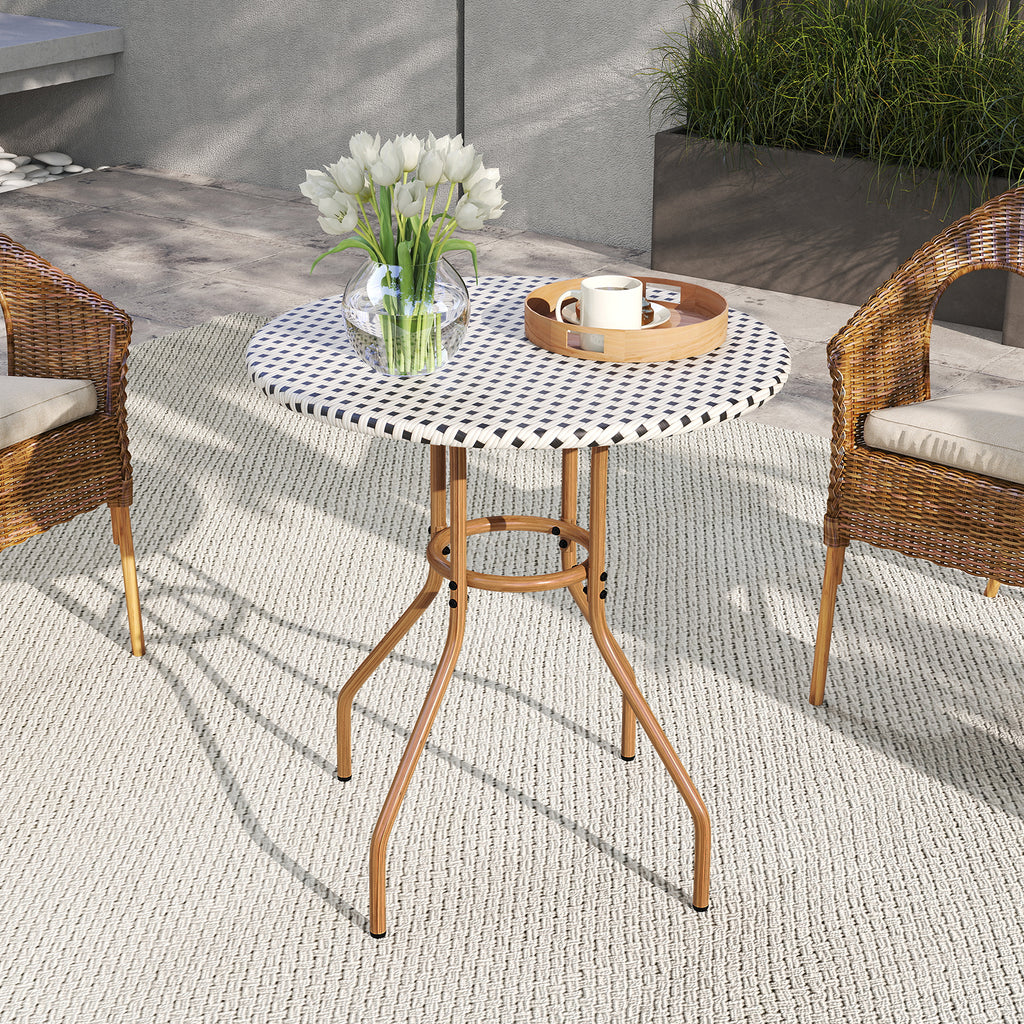 27.5" PE Rattan Bistro Table - White