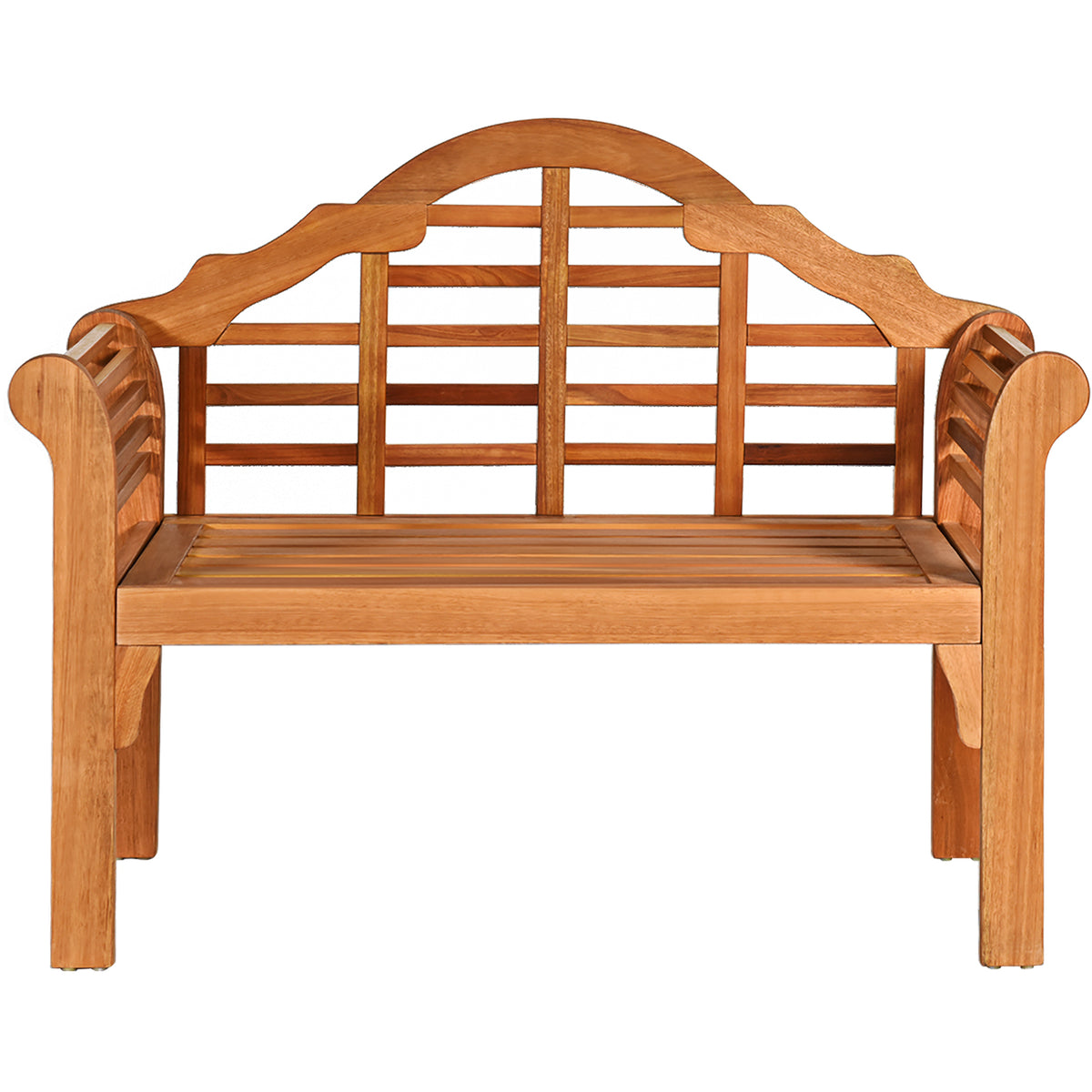 49 Inch Eucalyptus Wood Outdoor Folding Bench with Backrest Armrest
