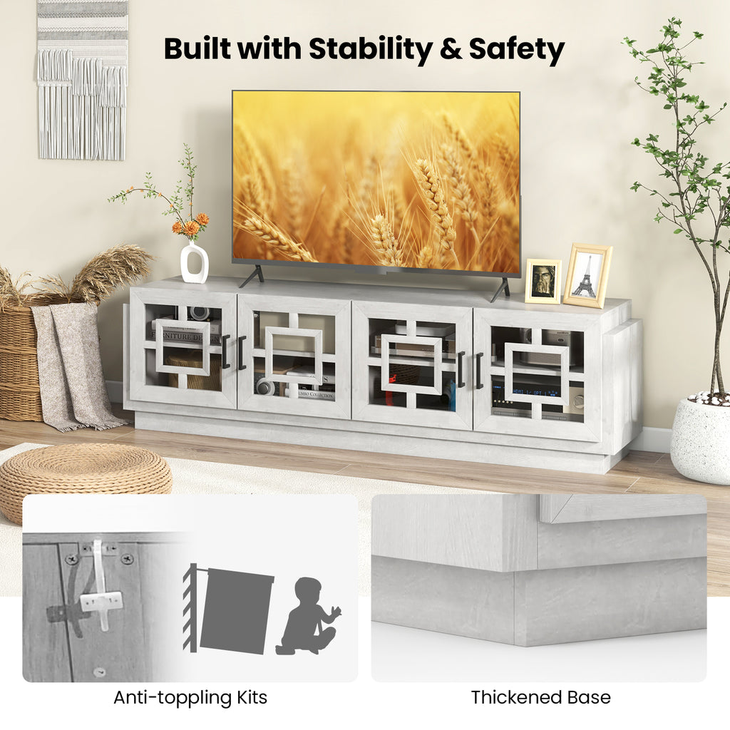 4-Door TV Stand up to 75 Inch – Oak Media Console