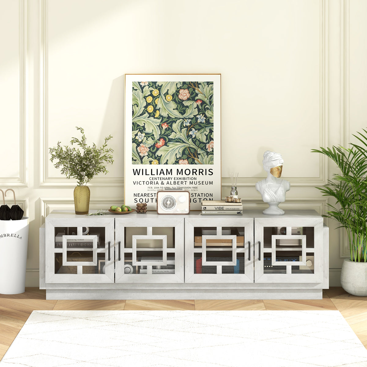 4-Door TV Stand up to 75 Inch – Oak Media Console