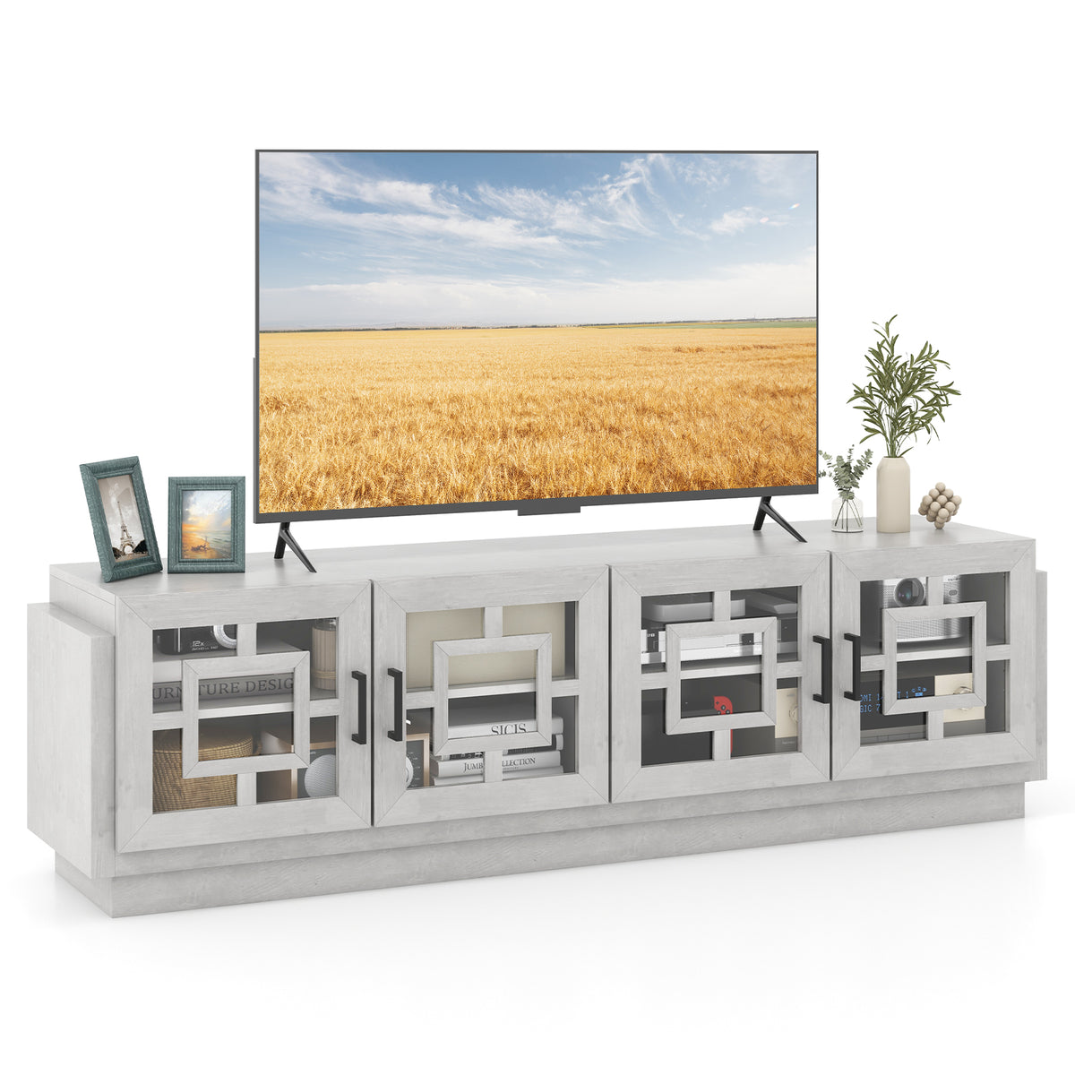 4-Door TV Stand up to 75 Inch – Oak Media Console