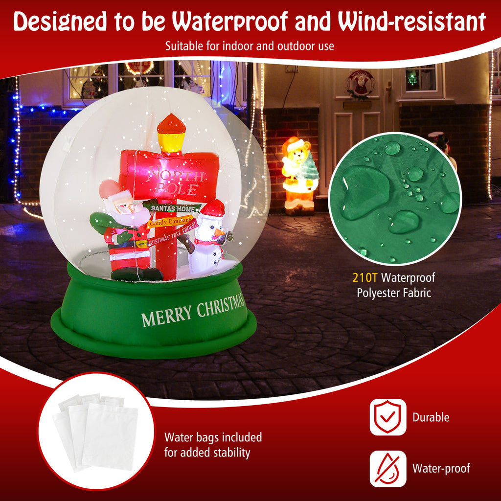 Christmas Inflatable Snow Globe with Santa Snowman & Road Sign - Snowing Santa Variation