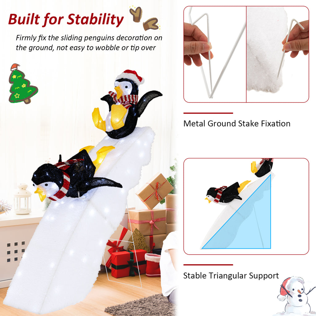 Christmas Penguin Ice Skating Decor with Snowy Slide - Variation: Skating Penguin